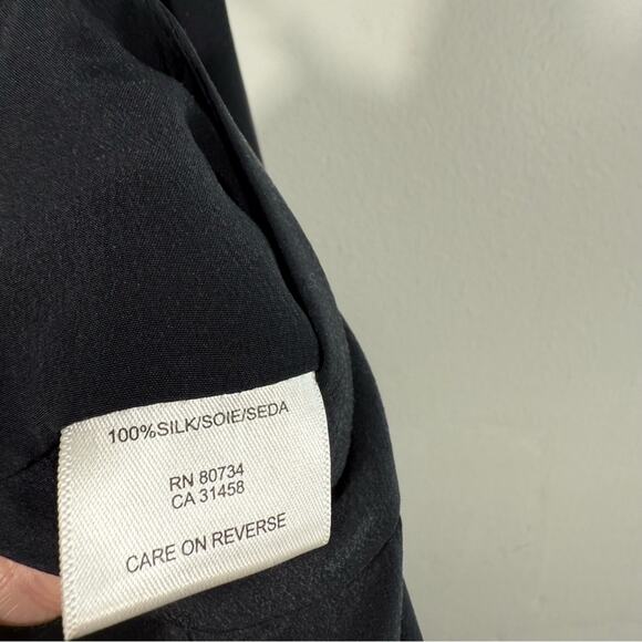 BCBGMaxAzria Black 100% Silk Adjustable Waist Wrap Wide Leg Jumpsuit Women 4 - Picture 11 of 12